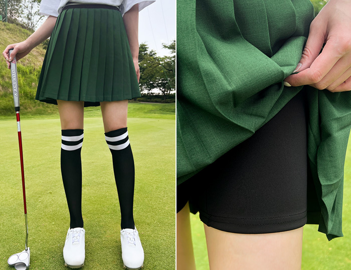 <b>[ゴルフ] ツーオンバンド配色プリッツスカート</b>